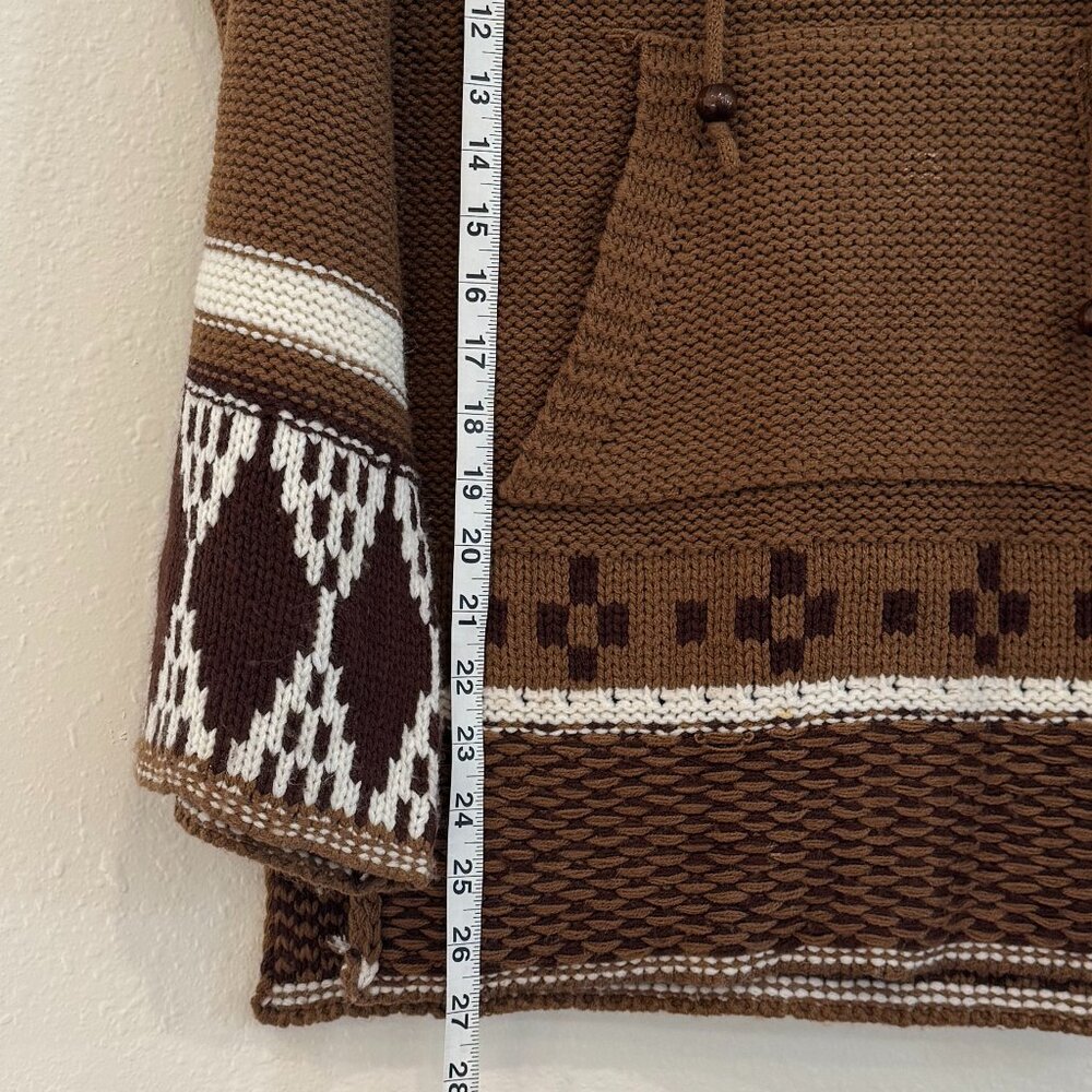 Earthbound Baja Style Hoodie Sweater Brown Knit Boho Size S - Picture 9 of 11